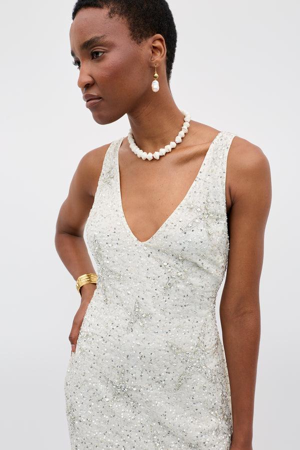 Rixo Christabel Embellished Mini Dress Starfish Embellishment Pearl