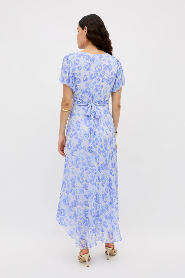 Rixo Corrine Chiffon Dress Tulip Fields Cornflower Blue