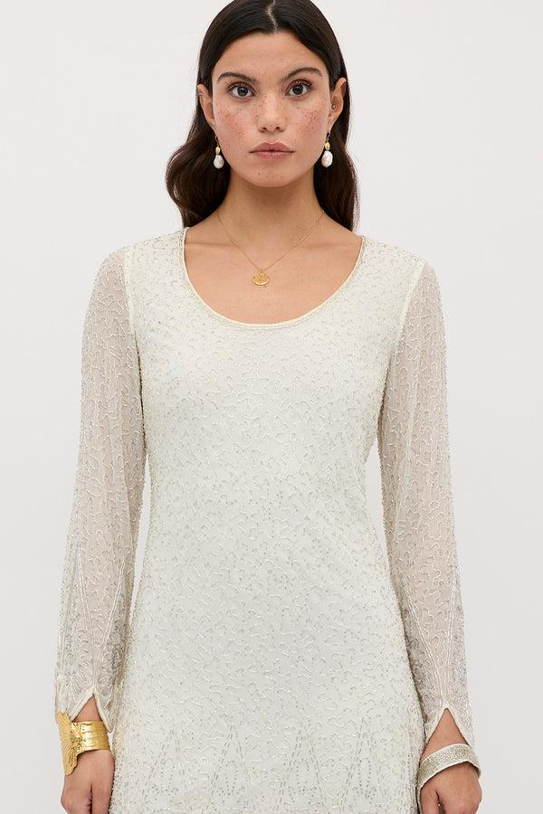 Rixo Dulce Embellished Mini Dress Florence Embellishment Pearl