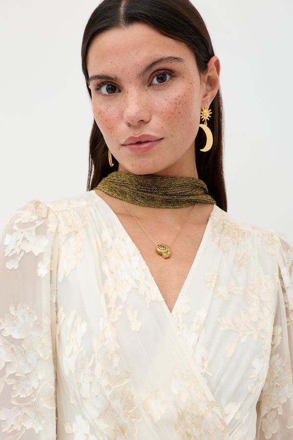 Rixo Elsie Silk-Velvet Devoré Dress Bouquet Devoré Cream