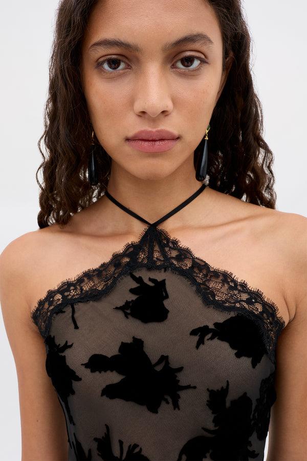 Rixo Harlan Silk-Velvet Devoré Dress Countryside Devoré Mono