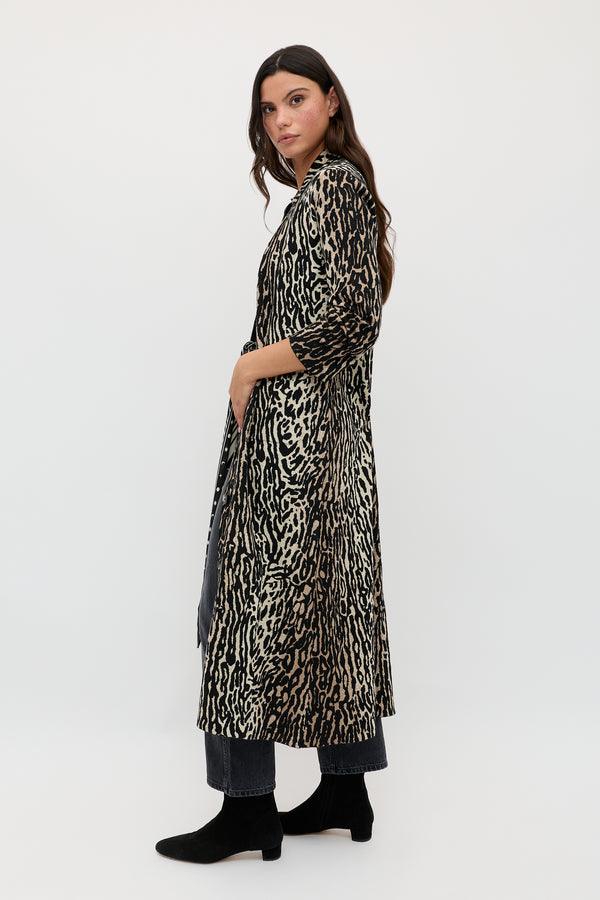 Rixo Jacoba Wool Cardigan Bohemia Leopard Jacquard Brown