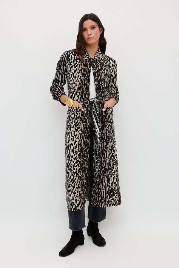 rixo Jacoba Wool Cardigan Bohemia Leopard Jacquard Brown