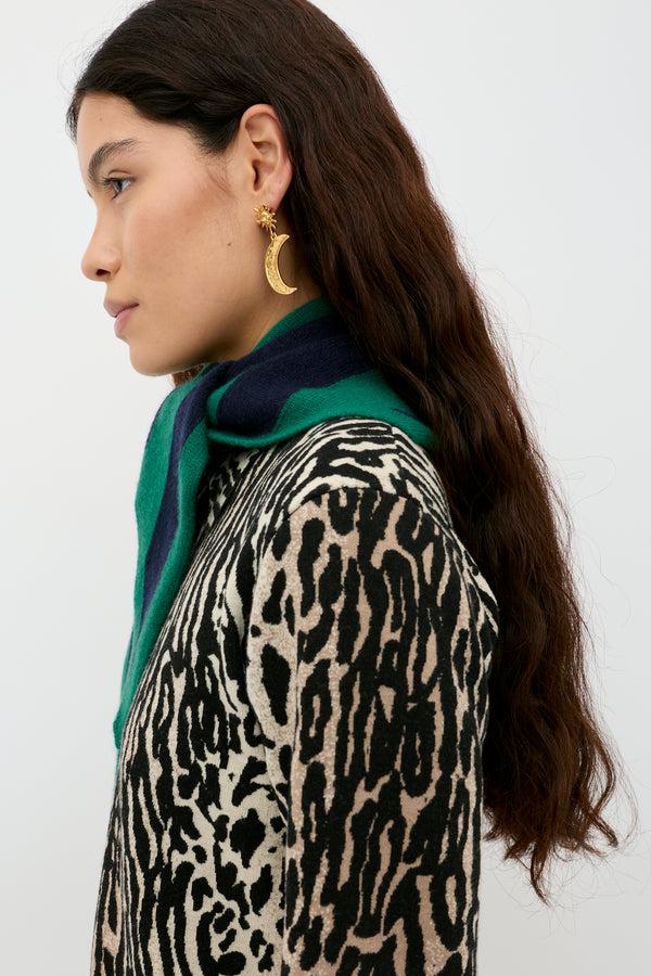 Rixo Lianora Wool-Cashmere Scarf Sailor Stripe Green