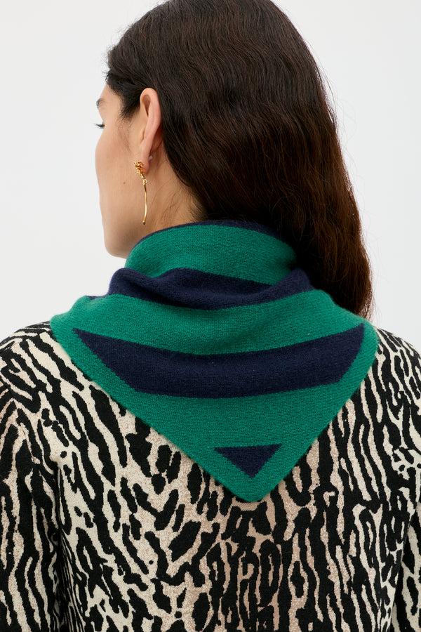 Rixo Lianora Wool-Cashmere Scarf Sailor Stripe Green