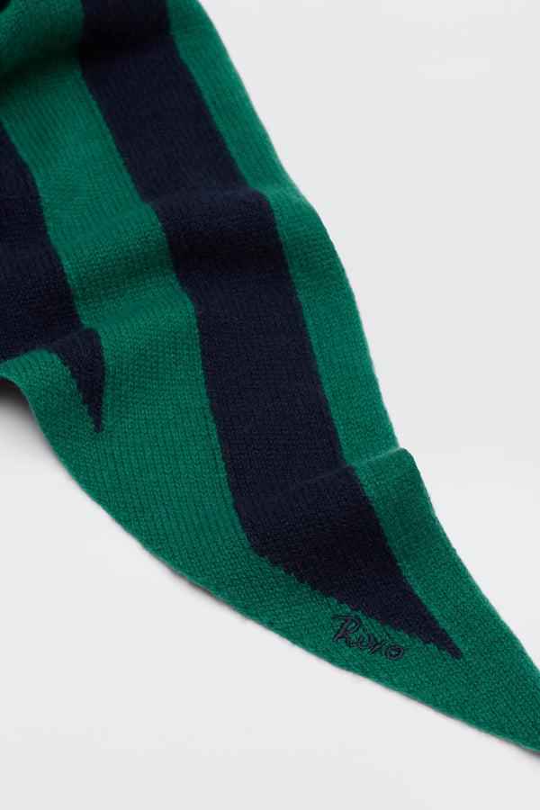 Rixo Lianora Wool-Cashmere Scarf Sailor Stripe Green