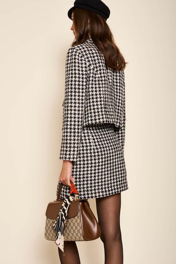 Rixo Mariah Houndstooth Mini Skirt Houndstooth Mono