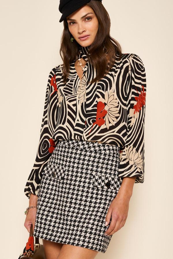 rixo Mariah Houndstooth Mini Skirt Houndstooth Mono