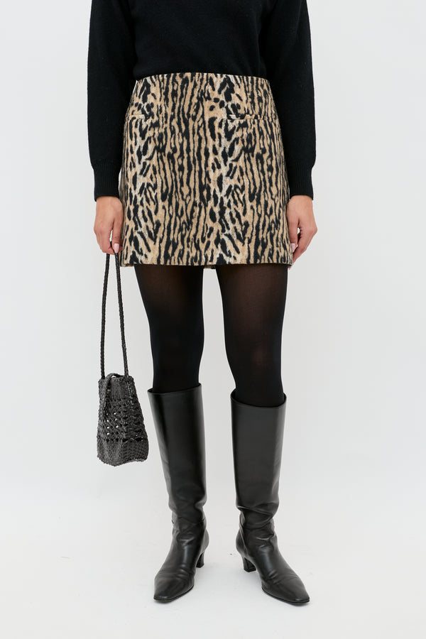 Rixo Mariah Leopard Mini Skirt Bohemia Leopard Brown