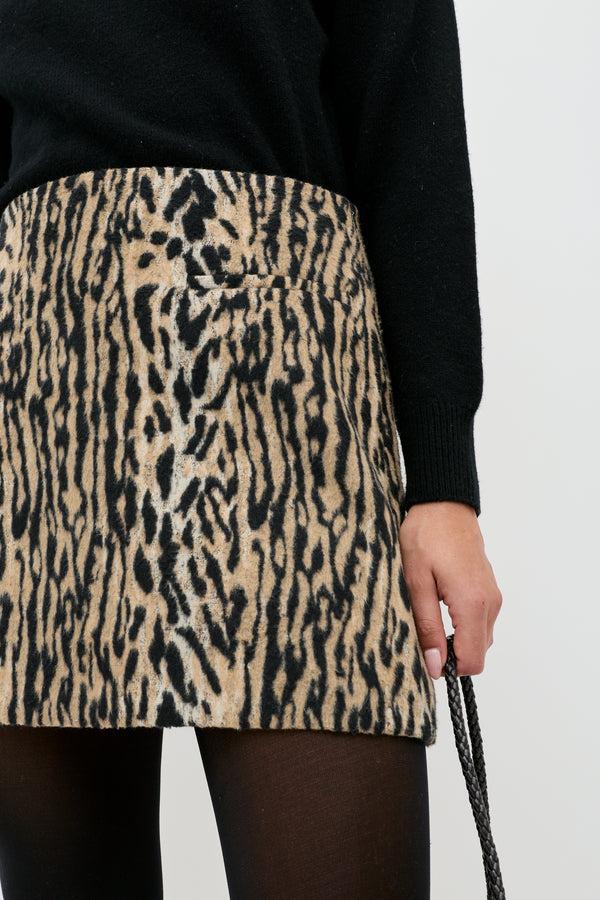 Rixo Mariah Leopard Mini Skirt Bohemia Leopard Brown