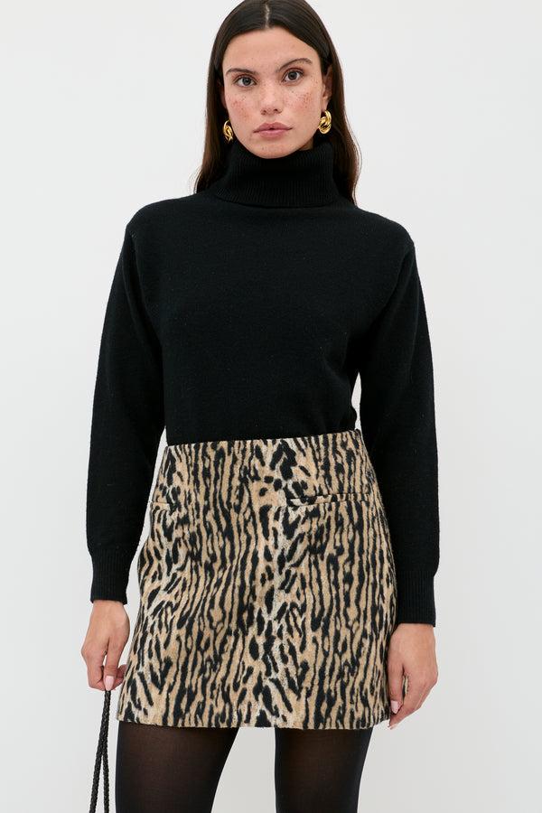 rixo Mariah Leopard Mini Skirt Bohemia Leopard Brown
