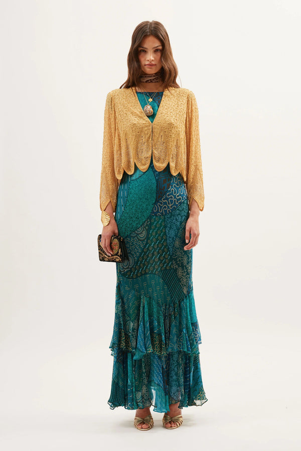 Rixo Mateo Beaded Jacket Florence Embellishment Gold