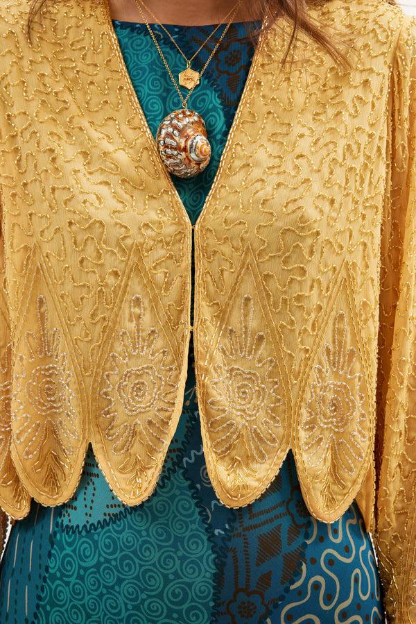 Rixo Mateo Beaded Jacket Florence Embellishment Gold