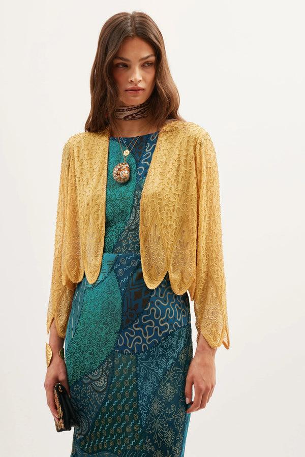 rixo Mateo Beaded Jacket Florence Embellishment Gold