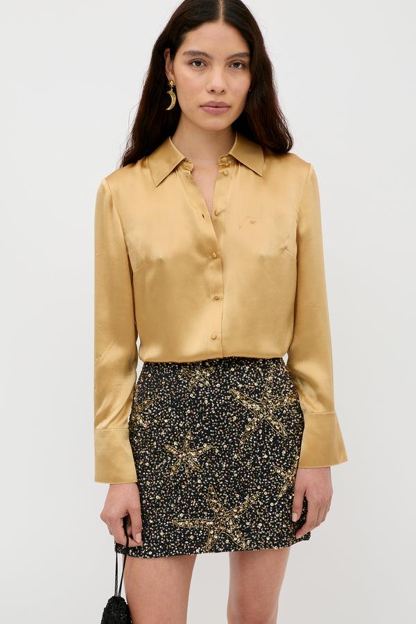 rixo Minna Embellished Mini Skirt Starfish Embellishment Navy