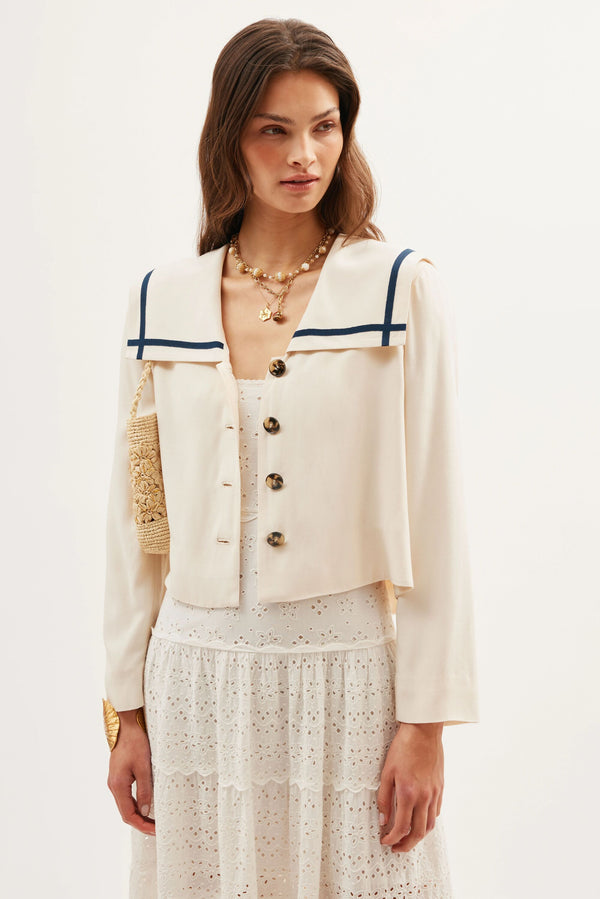 Rixo Remi Broderie Cotton Dress Gracie Embroidery Ivory