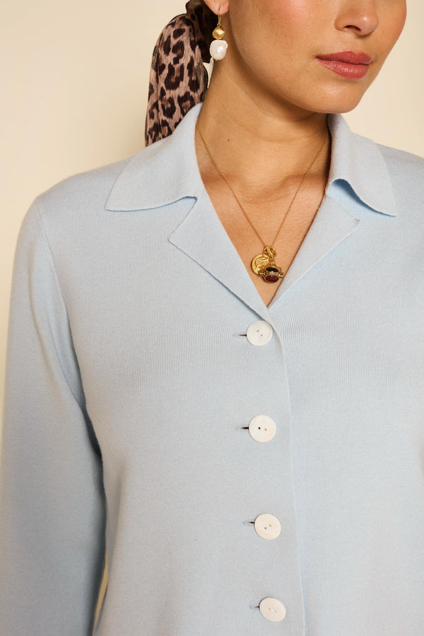 Rixo Aara Wool-Blend Cardigan Pale Blue