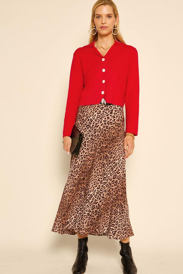 Rixo Aara Wool-Blend Cardigan Red