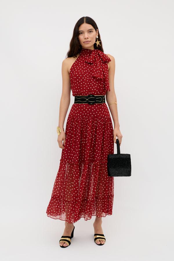 rixo Abi Midi Dress Layla Dot Red