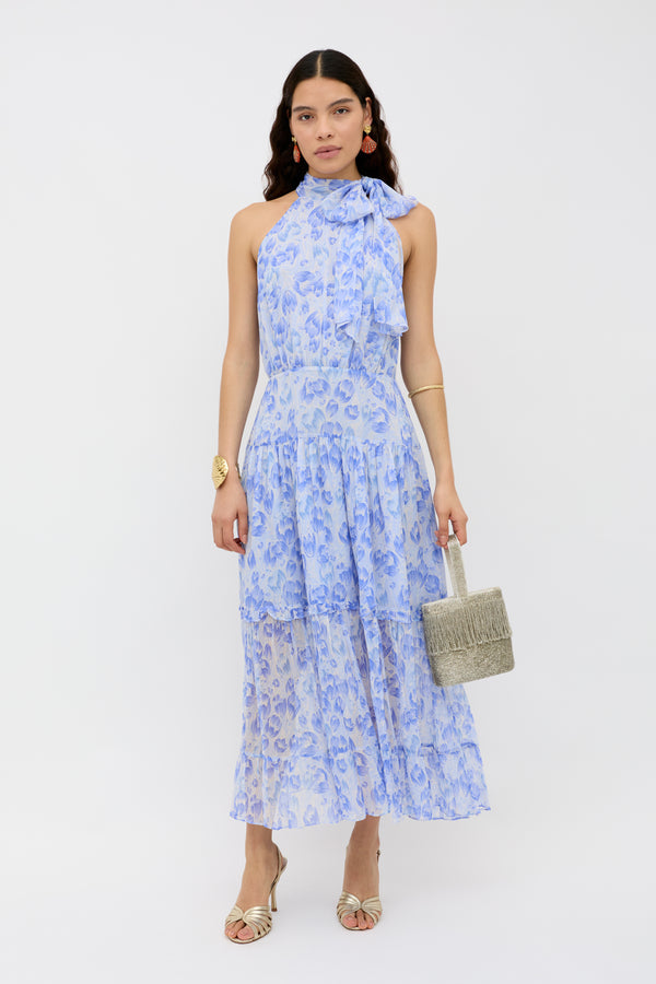 rixo Abi Midi Dress Tulip Fields Cornflower Blue