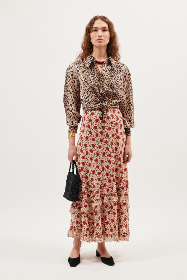 rixo Aenor Midi Skirt Eva Floral Cream