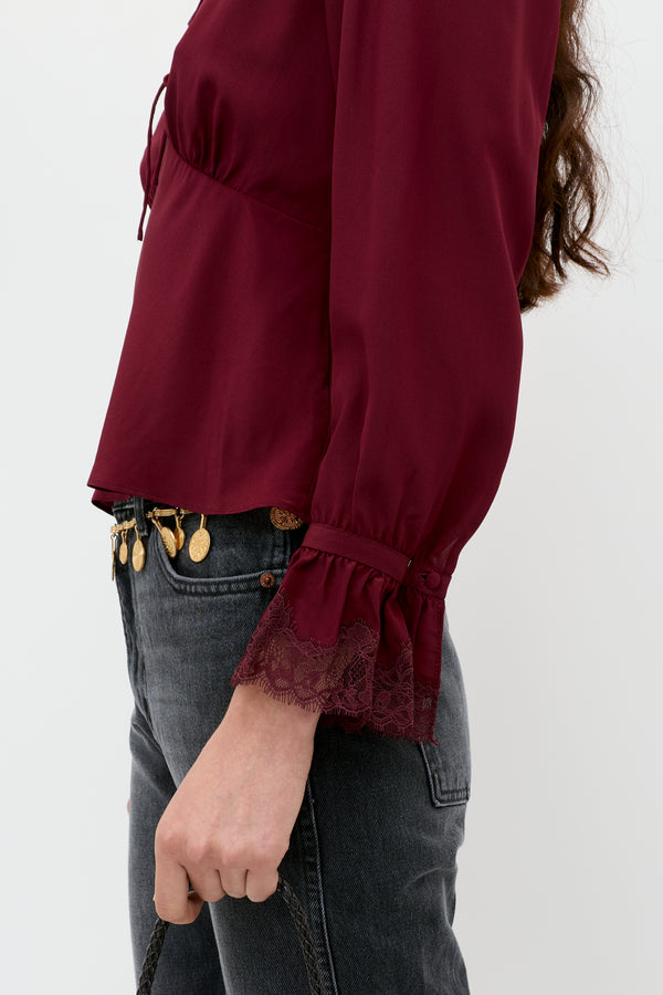 Rixo Aimme Silk Blouse Maroon