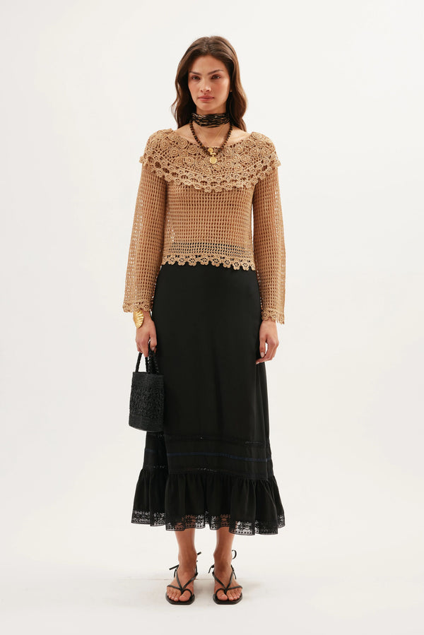 Rixo Aldosa Metallic Jumper Gold