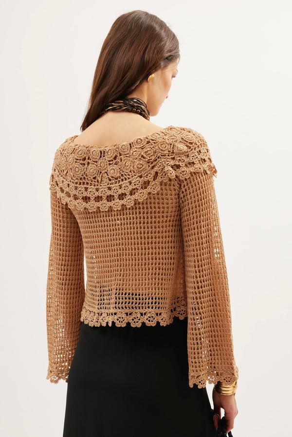 Rixo Aldosa Metallic Jumper Gold