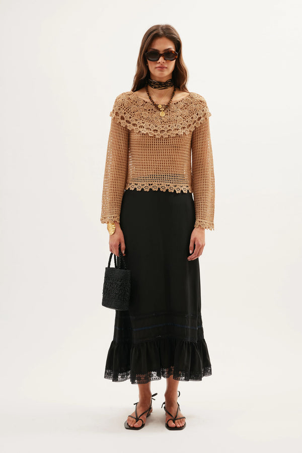 Rixo Aldosa Metallic Jumper Gold