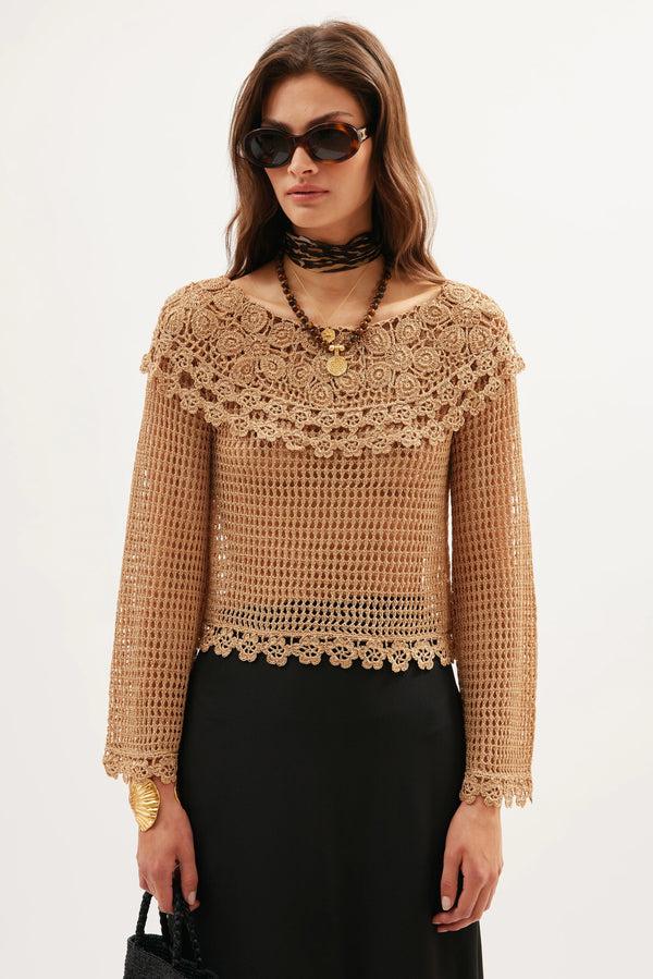 rixo Aldosa Metallic Jumper Gold