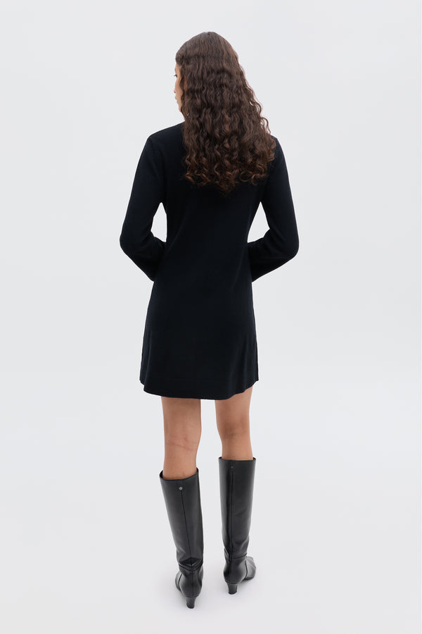 Rixo Aly Cashmere-Blend Mini Dress Black