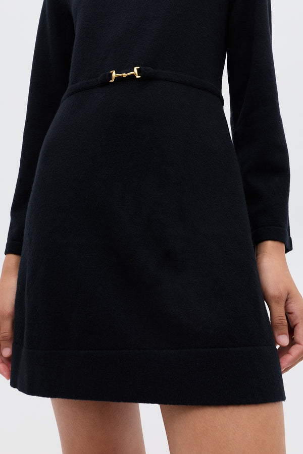 Rixo Aly Cashmere-Blend Mini Dress Black