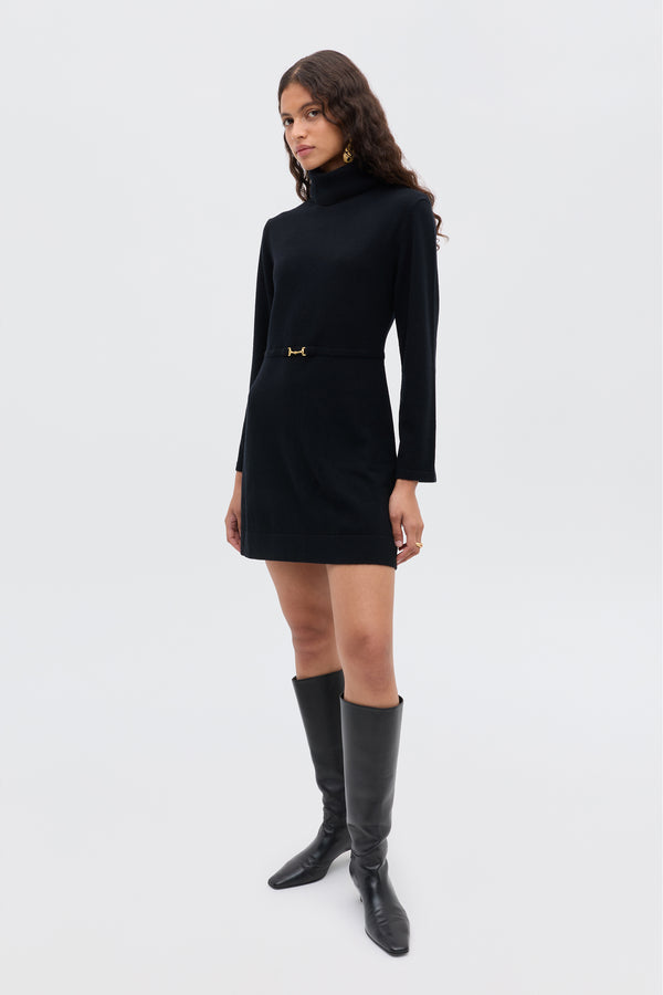 rixo Aly Cashmere-Blend Mini Dress Black