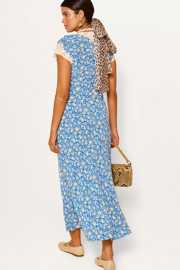 Rixo Amari Midi Dress Shell Pansy Indigo