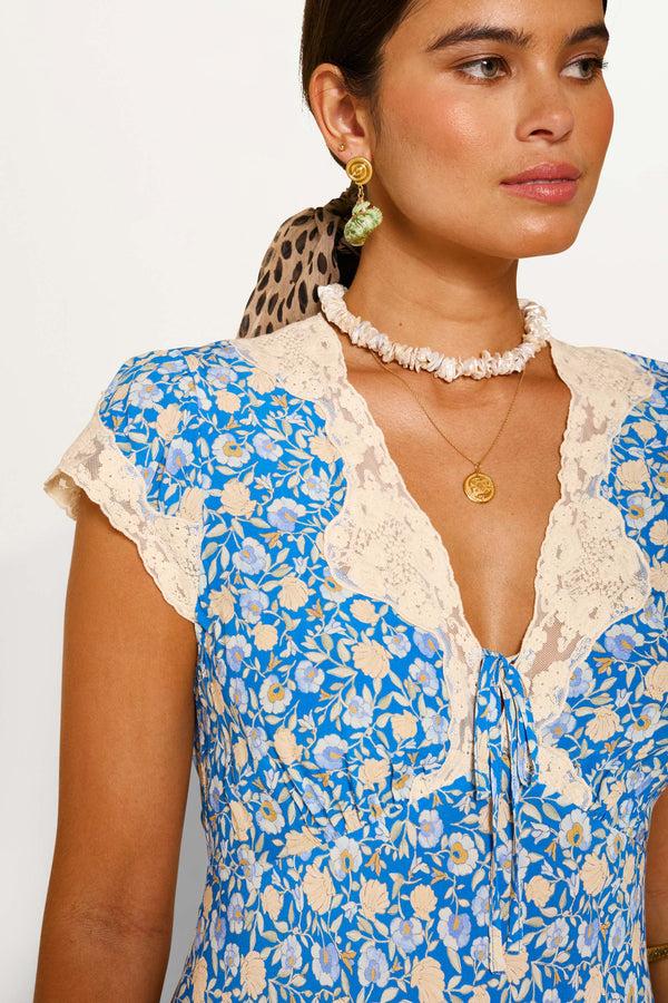 Rixo Amari Midi Dress Shell Pansy Indigo