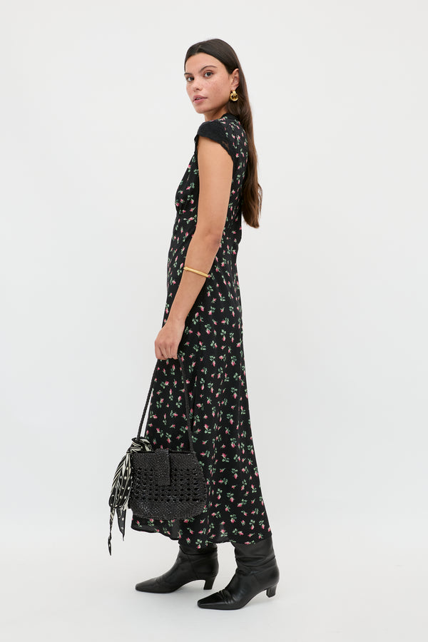 Rixo Amari Midi Dress Sienna Bud Black