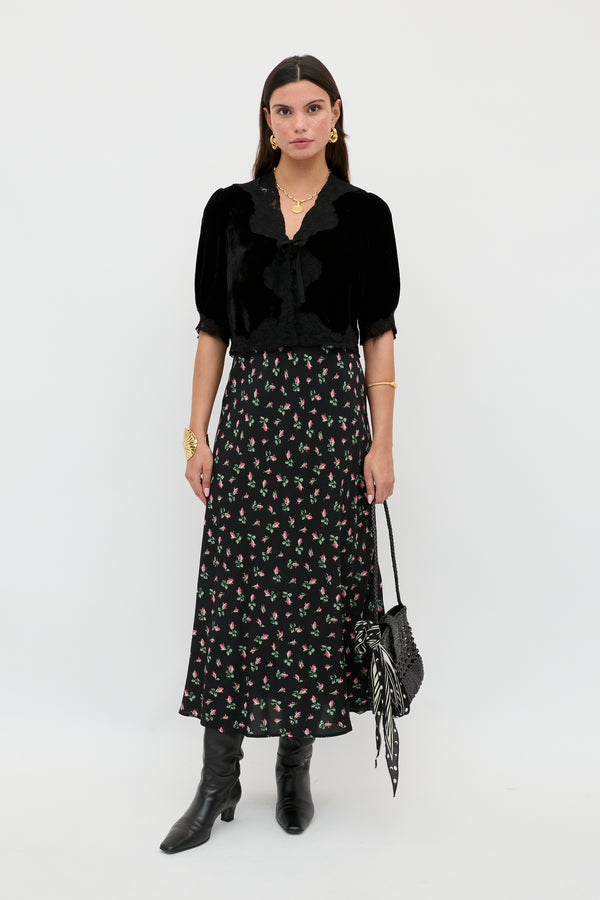 Rixo Amari Midi Dress Sienna Bud Black