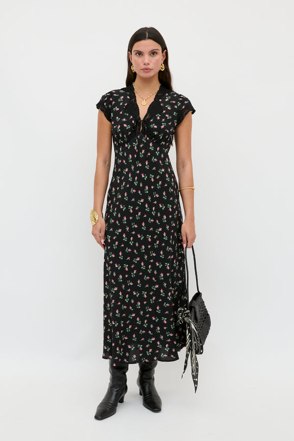 rixo Amari Midi Dress Sienna Bud Black