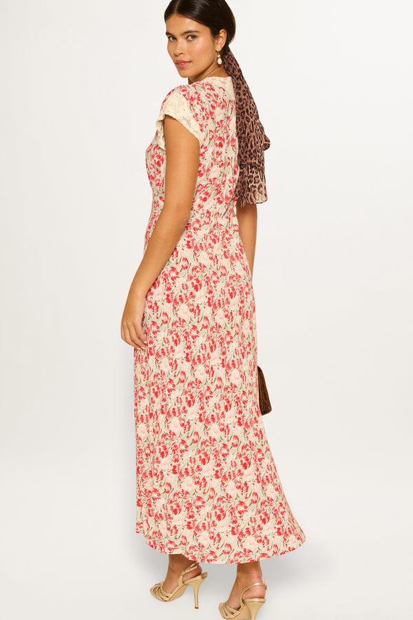 Rixo Amari Midi Dress Tulip Fields Red