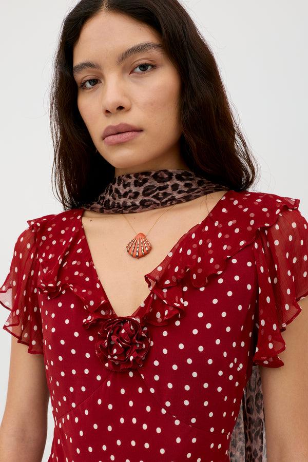 Rixo Amelle Silk Dress Layla Dot Red