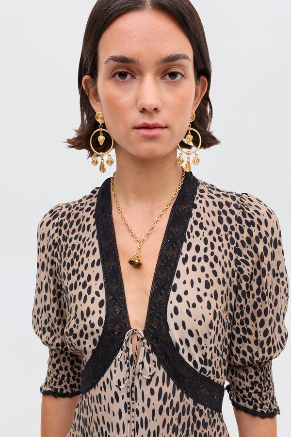 rixo Amina Midi Dress Antelope Spot Black
