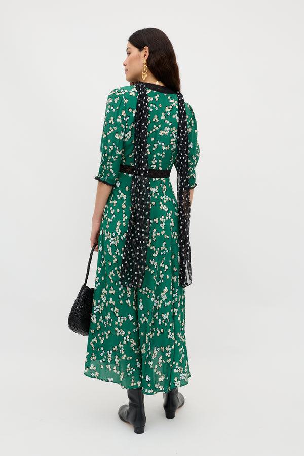 Rixo Amina Midi Dress City Floral Olive