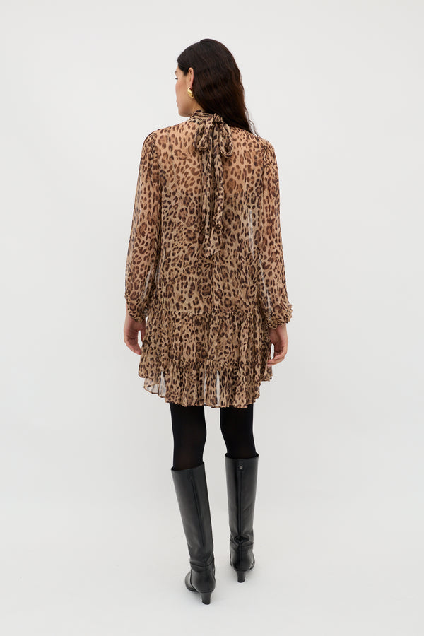 Rixo Anaya Mini Dress Mila Leopard Brown