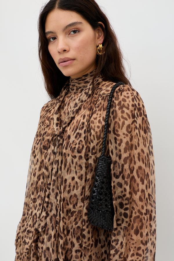 Rixo Anaya Mini Dress Mila Leopard Brown