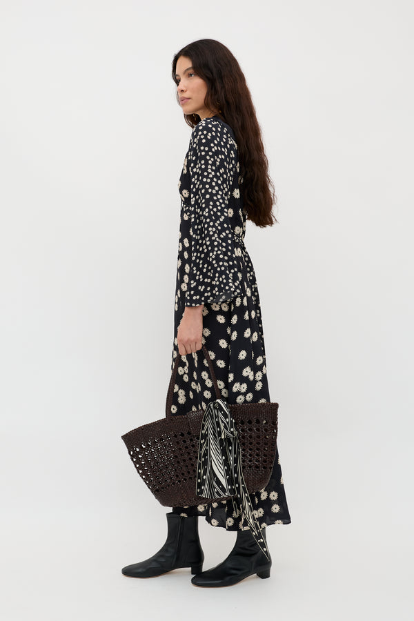 Rixo Anela Midi Dress Daisy Mix Black