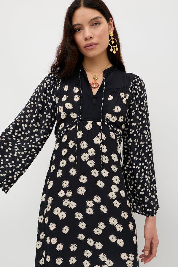 Rixo Anela Midi Dress Daisy Mix Black