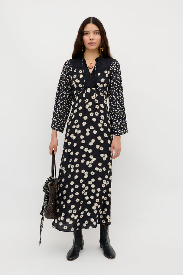 rixo Anela Midi Dress Daisy Mix Black