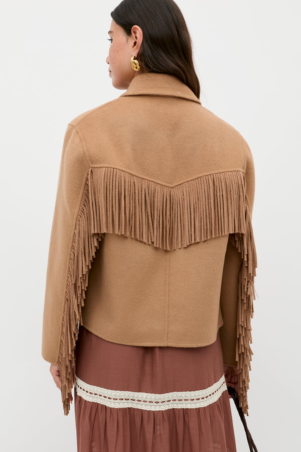 Rixo Ashleigh Wool Jacket Camel