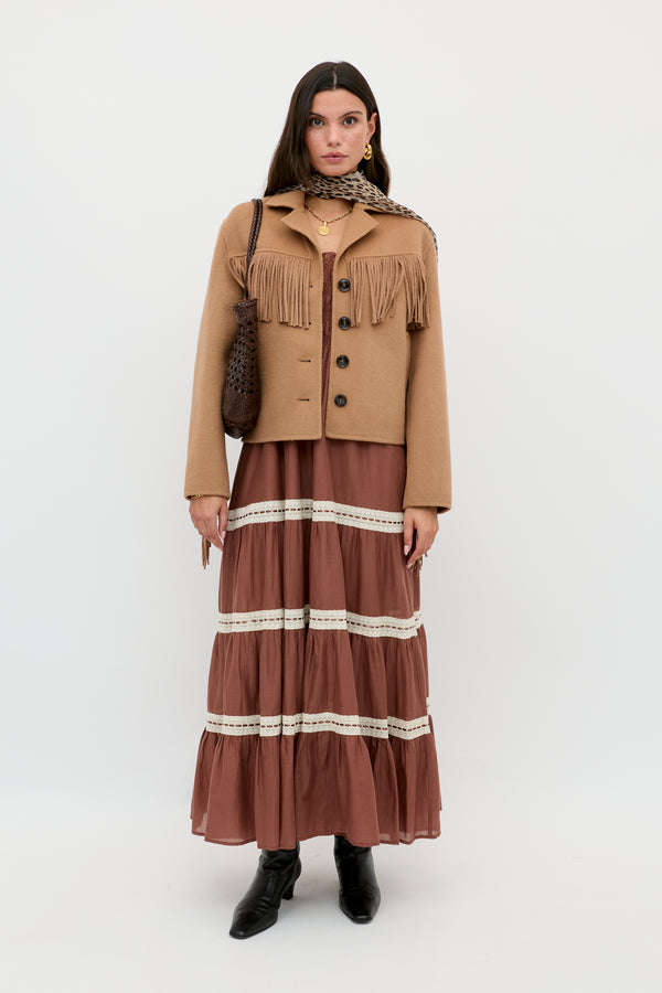 Rixo Ashleigh Wool Jacket Camel