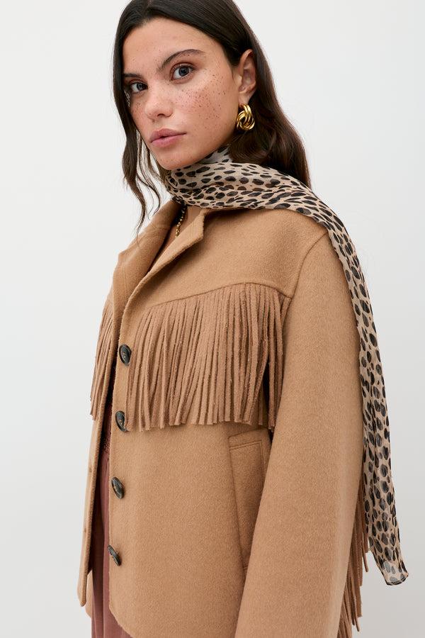 Rixo Ashleigh Wool Jacket Camel